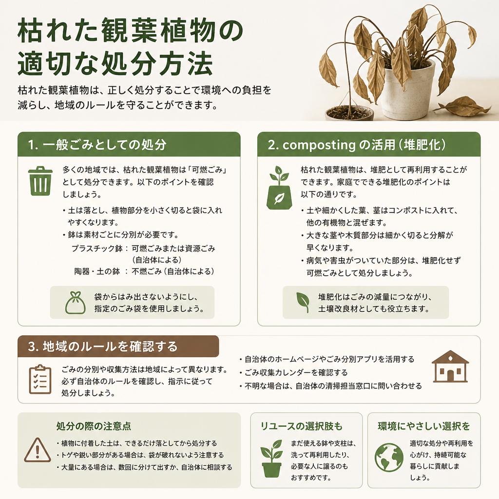 枯れた観葉植物の処分方法